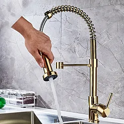 خلاط مطبخ قابل للسحب من VGX، رشاش بتدفق مائي، صنبور مطبخ فاخر، خلاط حوض مطبخ
