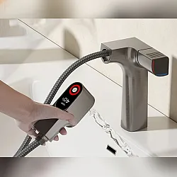 خلاط حمام نقية من VGX، صنبور بفلتر ماء قابل للسحب، خلاط حوض الغسيل، صنبور بدرجة حرارة LED، نحاس، كرين