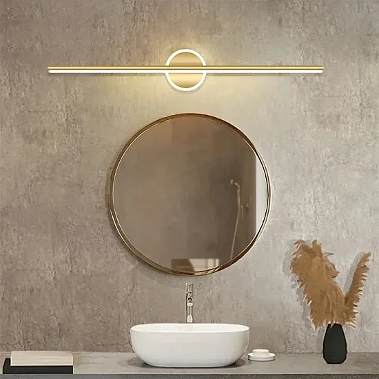 مصباح حائط LED حديث 40/60 سم لمرايا الحمام باللونين الأسود والذهبي بتصميم شريطي طويل لتزيين المنزل مصباح حائط LED حديث 40/60 سم لمرايا الحمام باللونين الأسود والذهبي بتصميم شريطي طويل لتزيين المنزل
