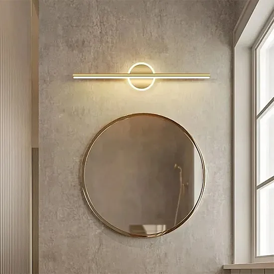 مصباح حائط LED حديث 40/60 سم لمرايا الحمام باللونين الأسود والذهبي بتصميم شريطي طويل لتزيين المنزل مصباح حائط LED حديث 40/60 سم لمرايا الحمام باللونين الأسود والذهبي بتصميم شريطي طويل لتزيين المنزل
