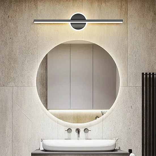 مصباح حائط LED حديث 40/60 سم لمرايا الحمام باللونين الأسود والذهبي بتصميم شريطي طويل لتزيين المنزل مصباح حائط LED حديث 40/60 سم لمرايا الحمام باللونين الأسود والذهبي بتصميم شريطي طويل لتزيين المنزل