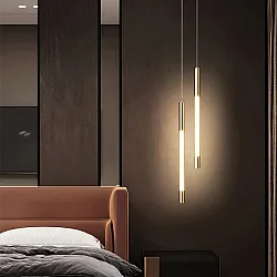 مصباح تعليق LED بتصميم عصري اسكندنافي مع إضاءة طبيعية ولمسة ذهبية فاخرة لتزيين غرف النوم والمعيشة والممرات